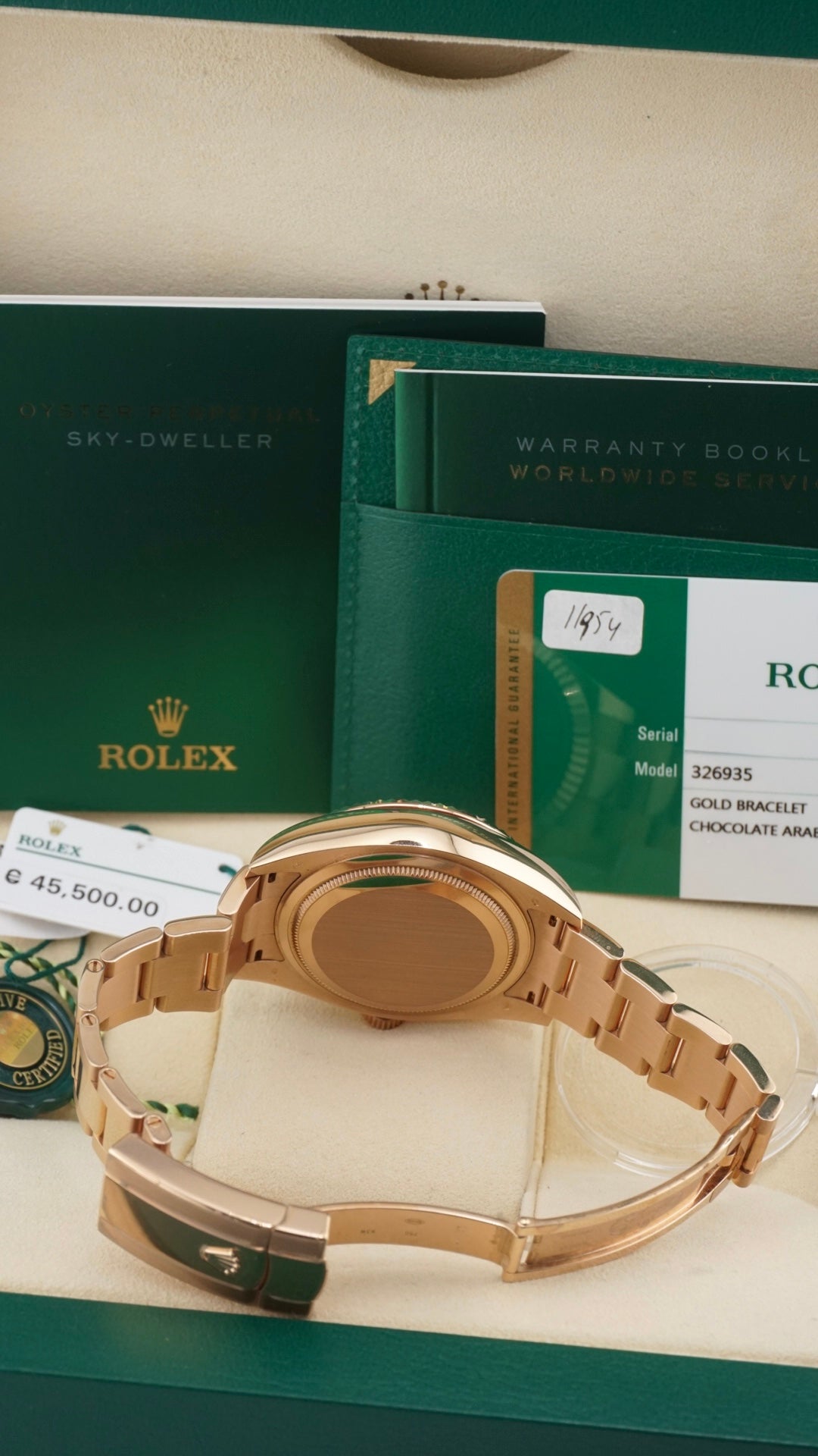 Rolex Skydweller 326935 "Chocolate Arabic" (2017 Box & Papers)