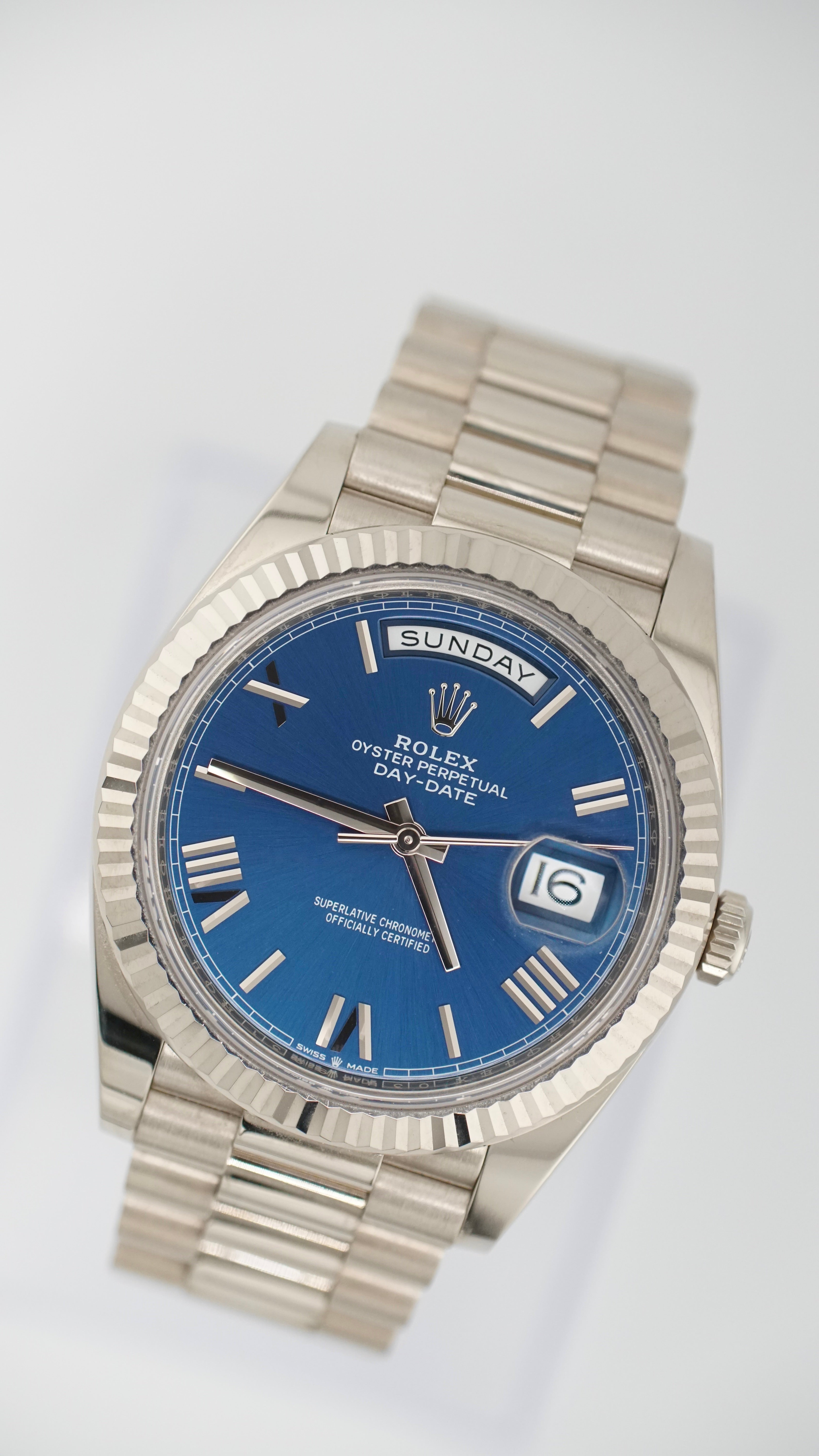 Rolex Day-date 40 "Blue Roman Dial" (2022 Box & Papers)