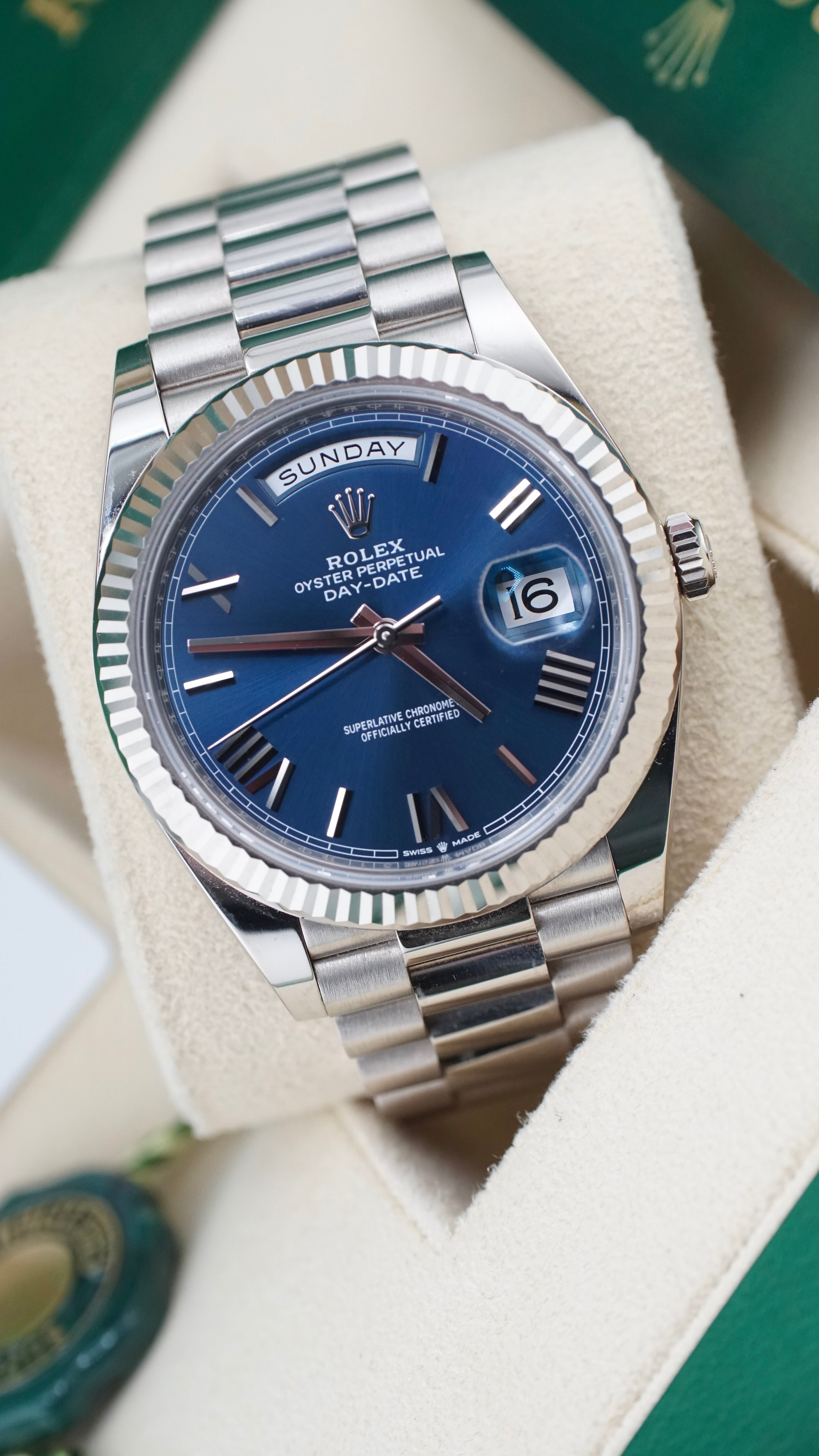 Rolex Day-date 40 "Blue Roman Dial" (2022 Box & Papers)