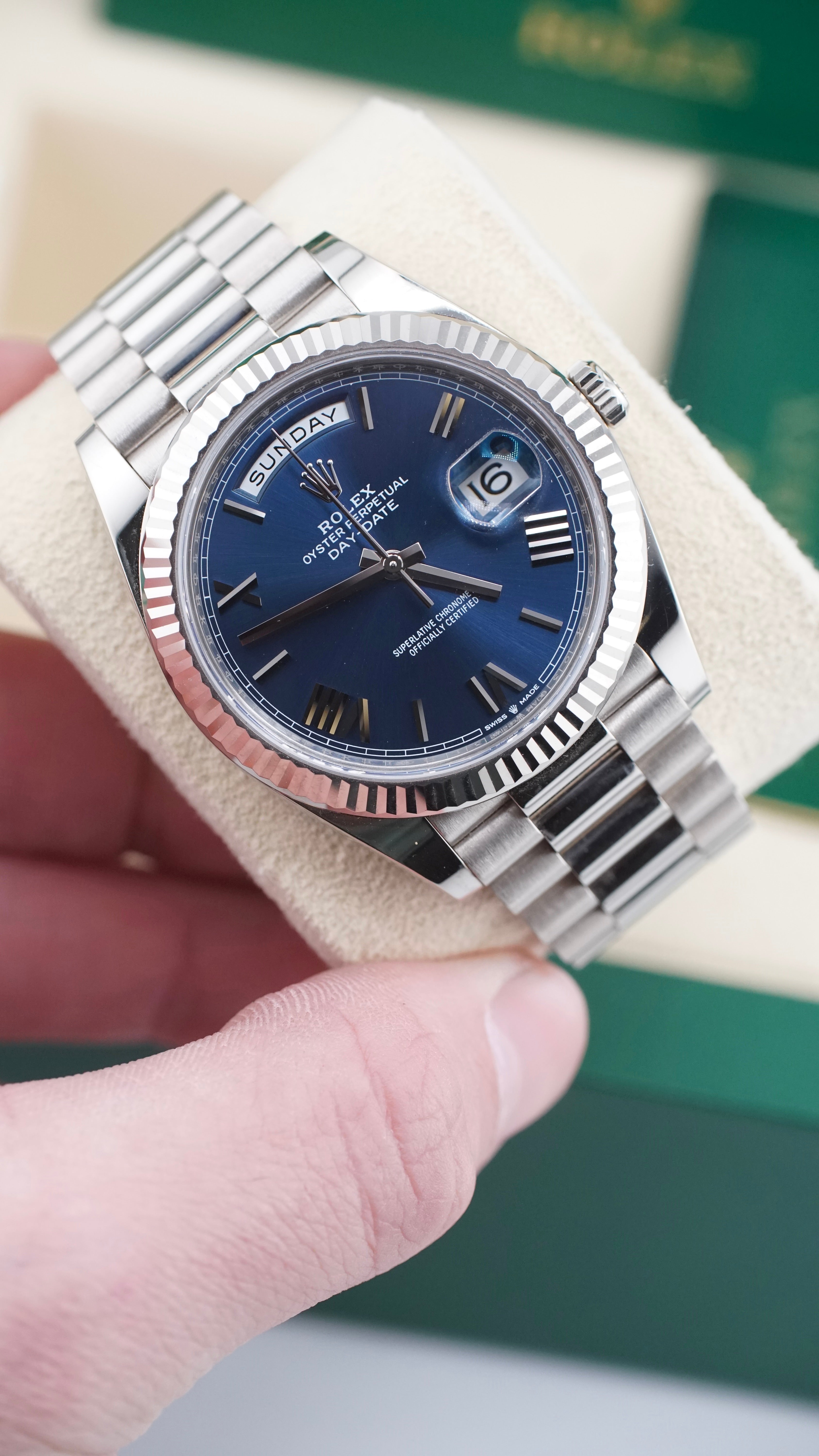 Rolex Day-date 40 "Blue Roman Dial" (2022 Box & Papers)