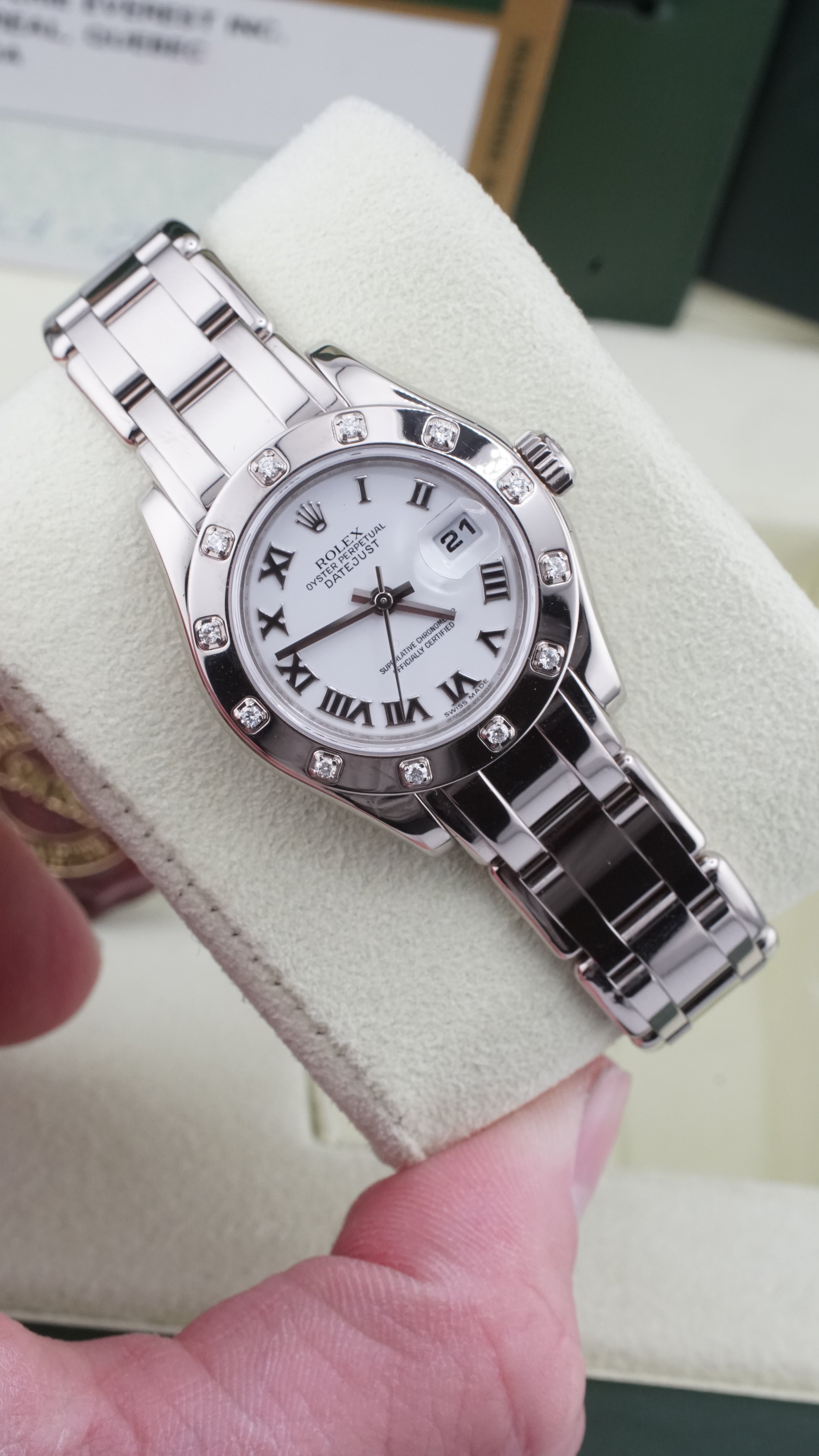 Rolex Ladies Pearlmaster 29mm "Factory Diamonds" 80319 (2008 Box & Papers)
