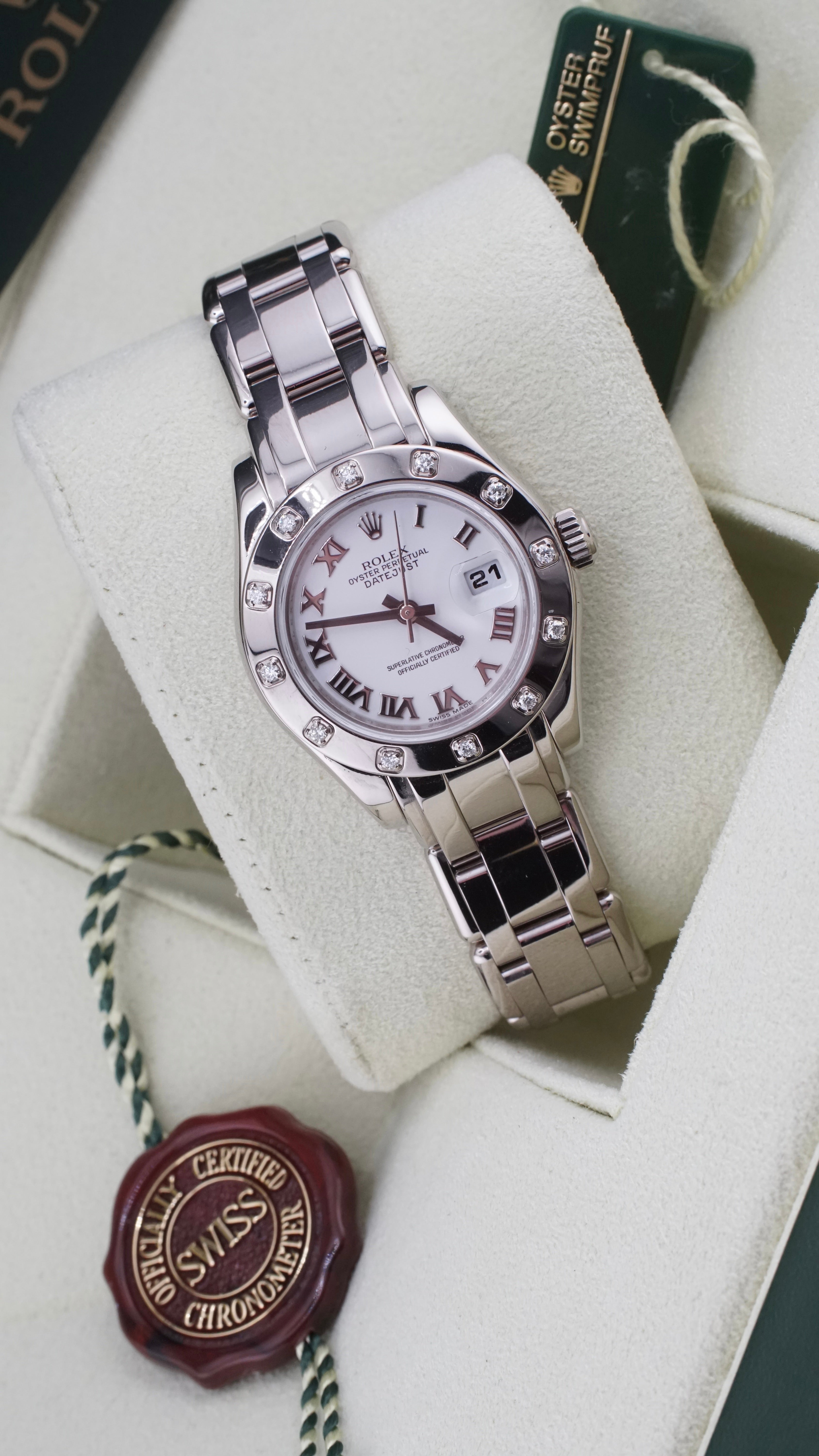 Rolex Ladies Pearlmaster 29mm "Factory Diamonds" 80319 (2008 Box & Papers)