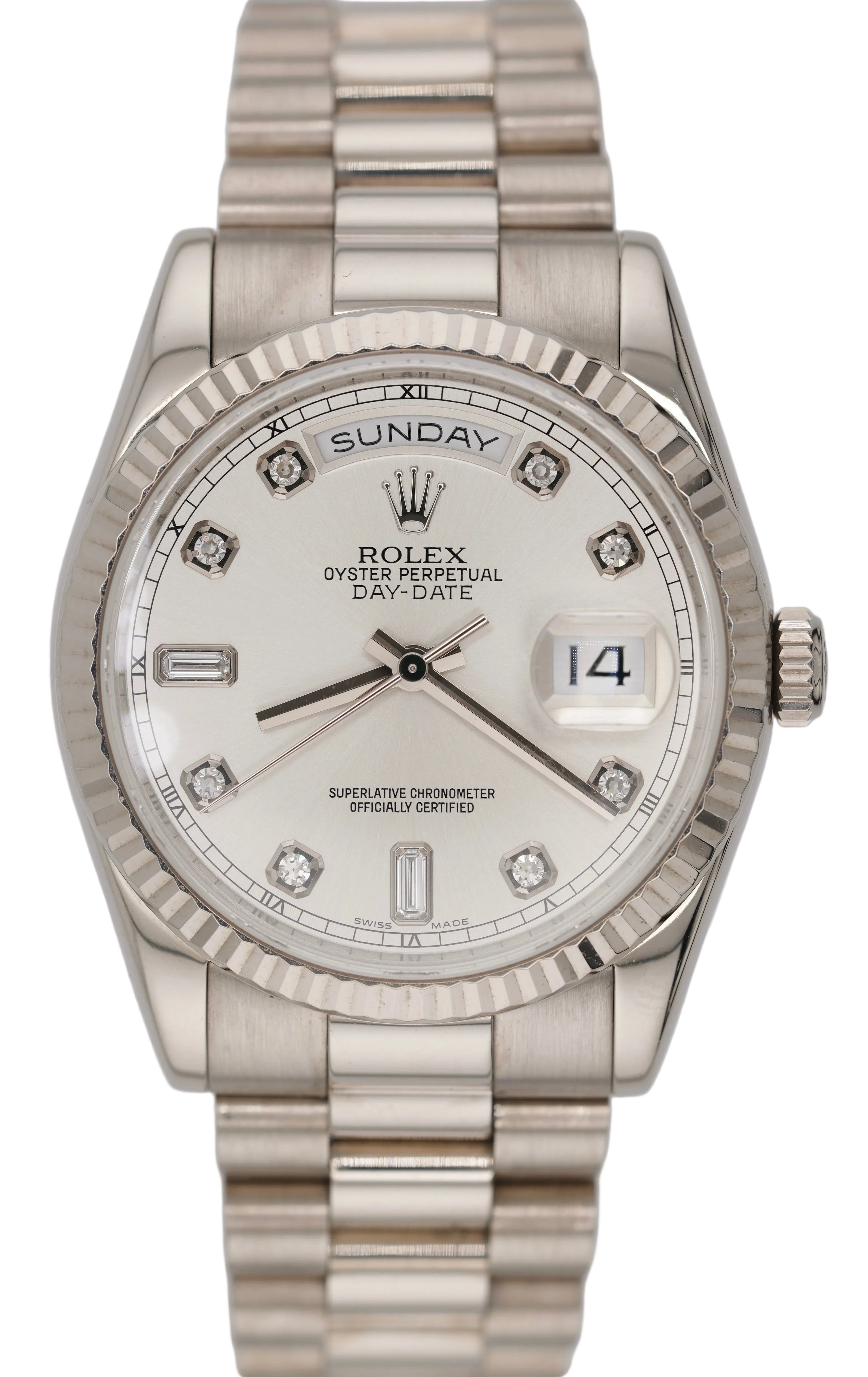 Rolex Day-date 118239G "Silver Baguette" (2012 Box & Papers)