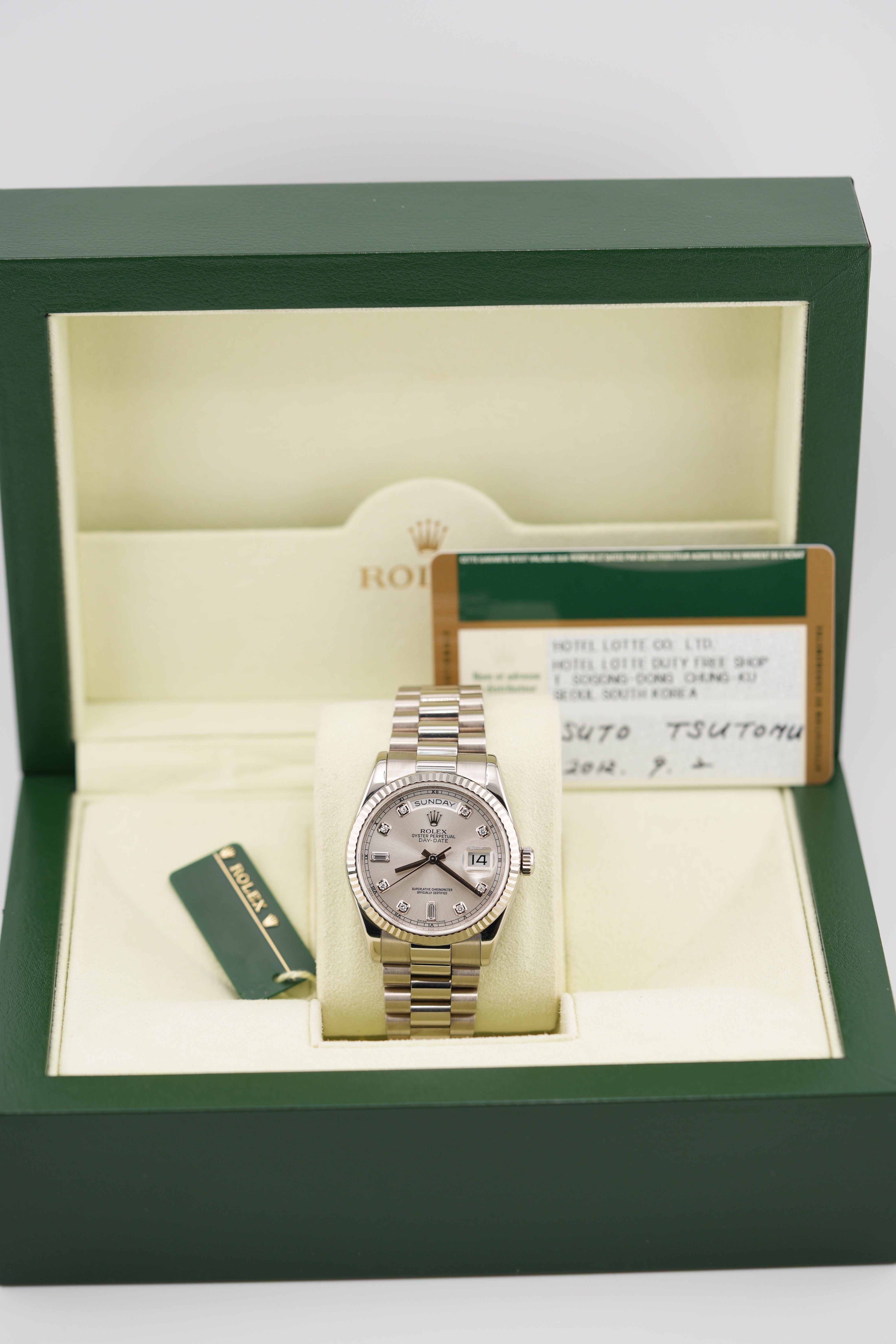 Rolex Day-date 118239G "Silver Baguette" (2012 Box & Papers)