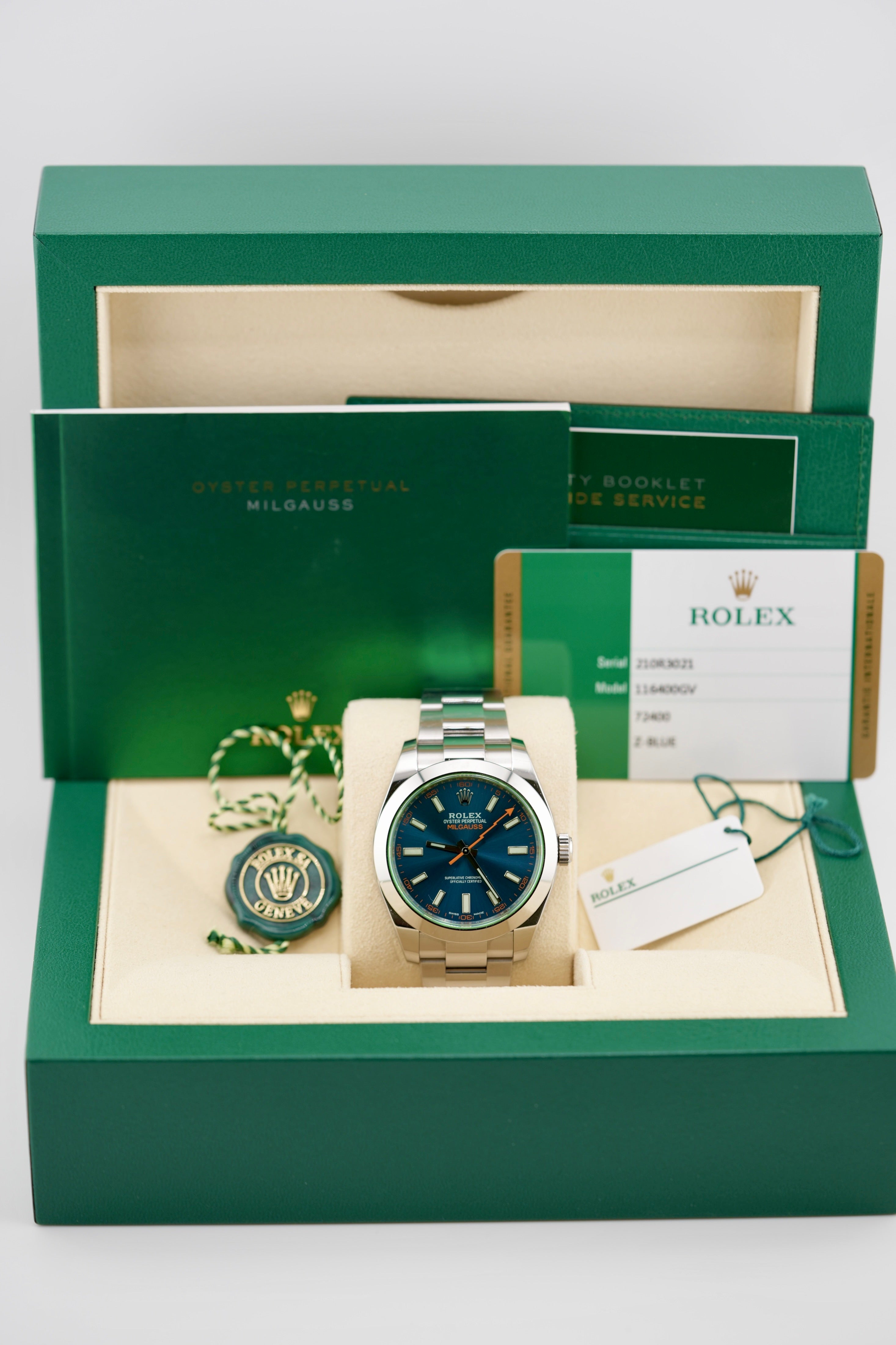 Rolex Milgauss 116400GV "Z-Blue" (2019 Box & Papers)