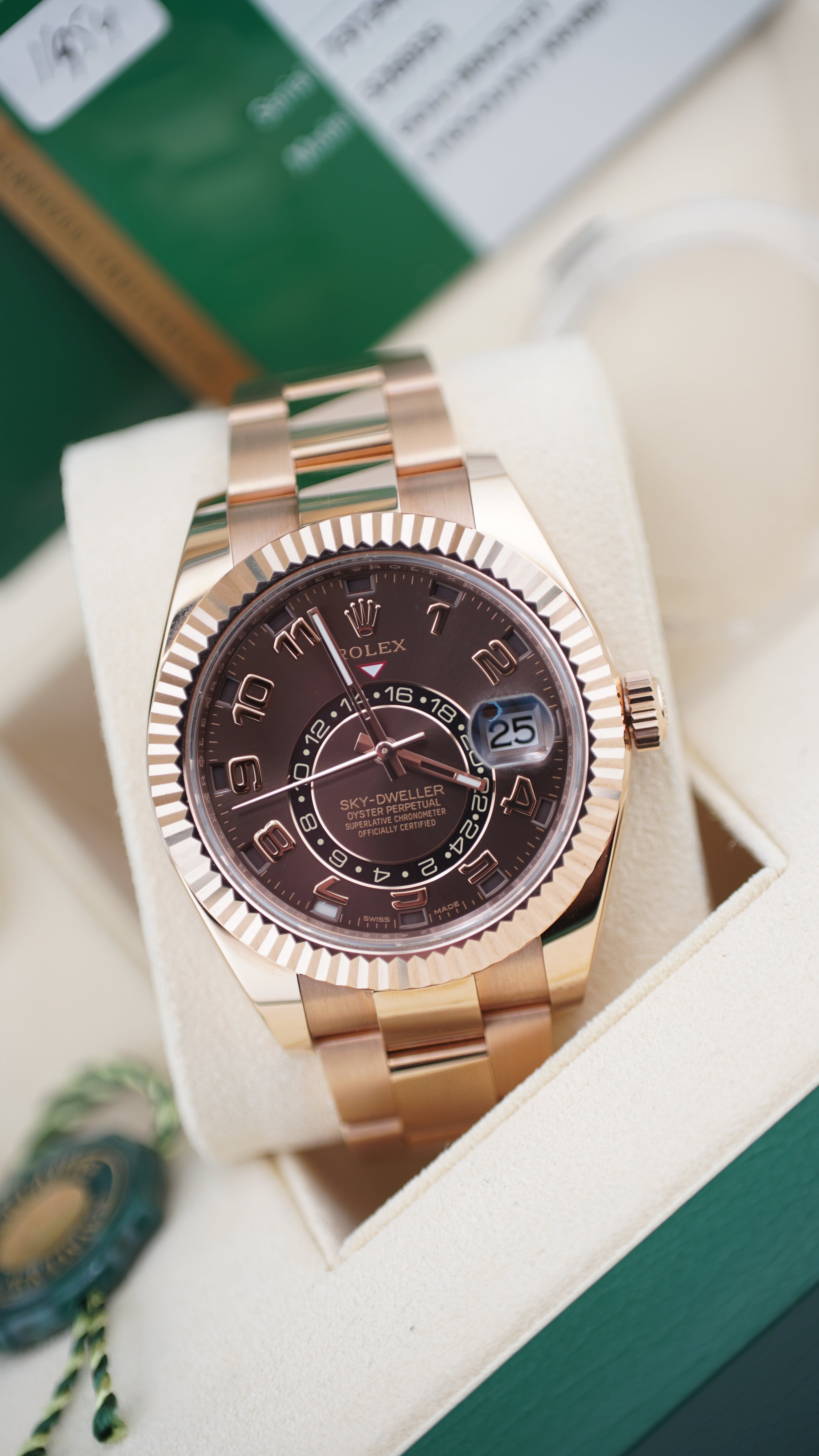 Rolex Skydweller 326935 "Chocolate Arabic" (2017 Box & Papers)