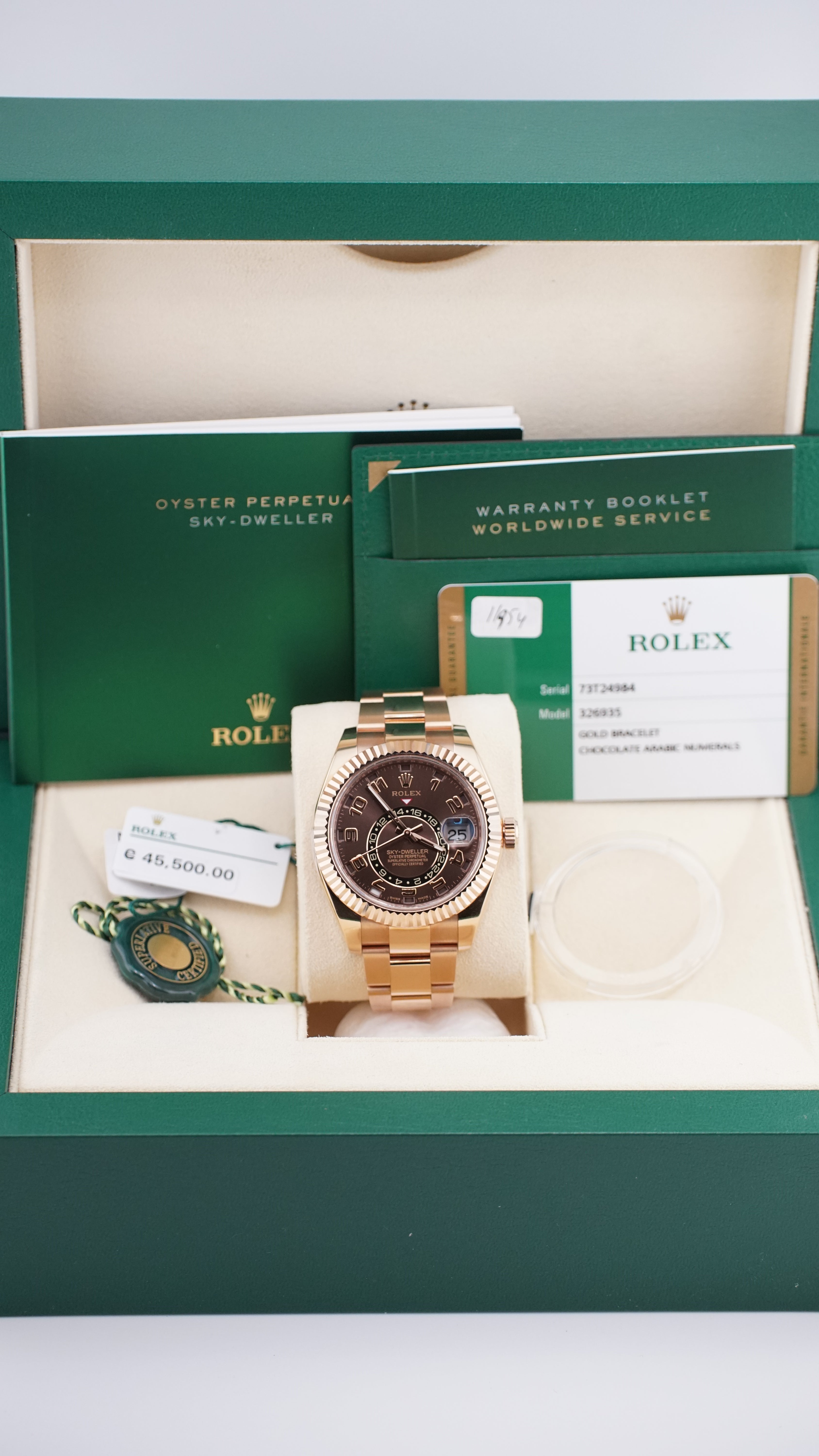 Rolex Skydweller 326935 "Chocolate Arabic" (2017 Box & Papers)
