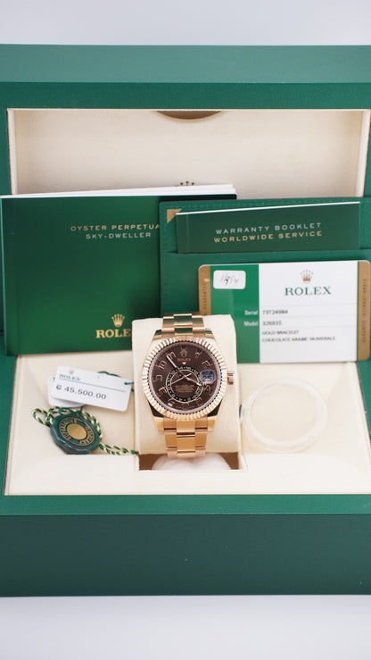 Rolex Skydweller 326935 "Chocolate Arabic" (Box & Papers)
