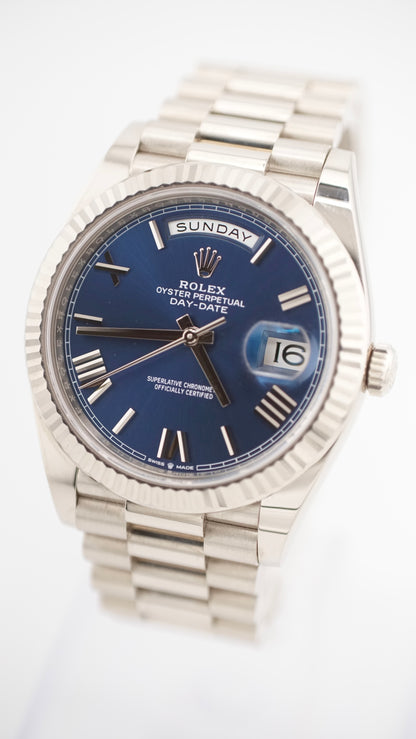 Rolex Day-date 40 "Blue Roman Dial" (2021 Box & Papers)