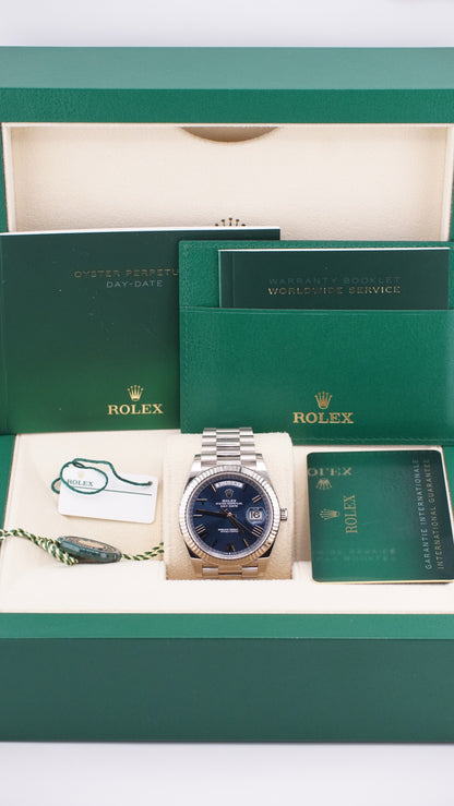 Rolex Day-date 40 "Blue Roman Dial" (2021 Box & Papers)