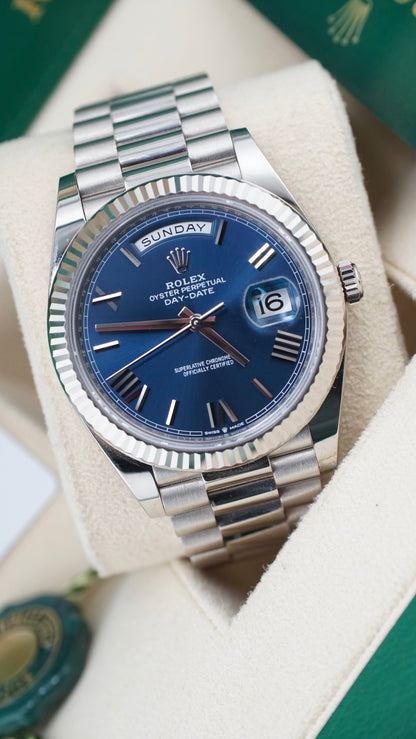 Rolex Day-date 40 "Blue Roman Dial" (2021 Box & Papers)