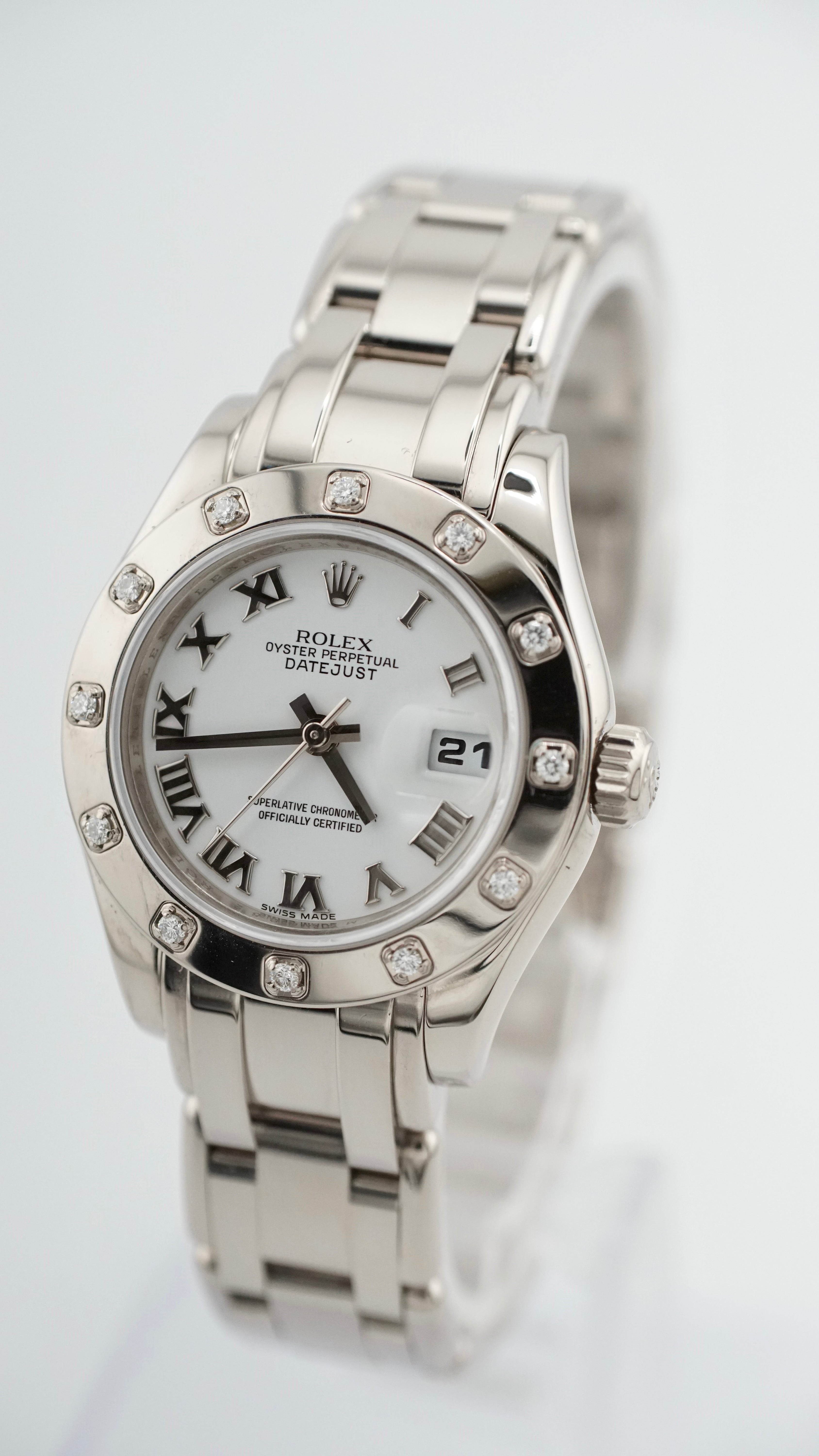 Rolex Ladies Pearlmaster 29mm "Factory Diamonds" 80319 (2008 Box & Papers)