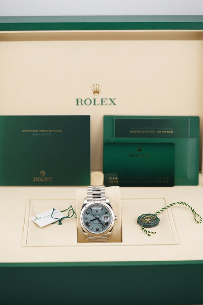 Rolex Day-date 40MM 228236 "Ice Blue" (2026 FULL STICKERS Box & Papers)