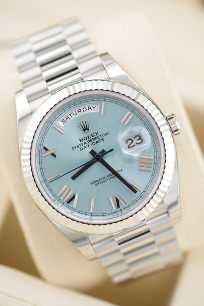 Rolex Day-date 40MM 228236 "Ice Blue" (2026 FULL STICKERS Box & Papers)