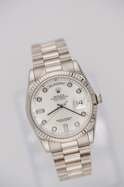 Rolex Day-date 118239G "Silver Baguette" (2012 Box & Papers)