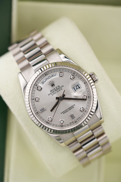 Rolex Day-date 118239G "Silver Baguette" (2012 Box & Papers)