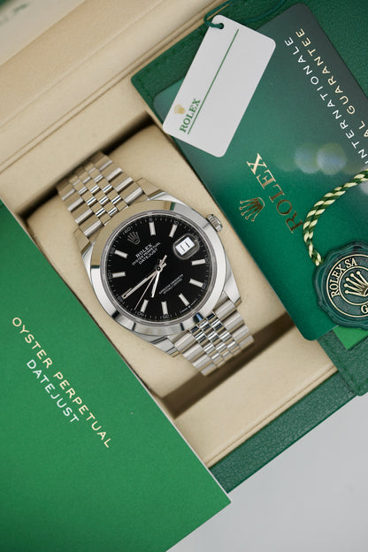 Rolex Datejust 41mm 126300 "Black Stick" (2025 Box & Papers)