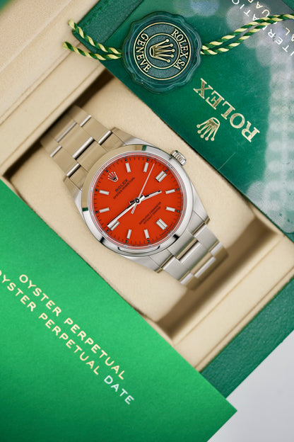 Rolex Oyster Perpetual 36MM "Coral Red" (2021 Box & Papers)