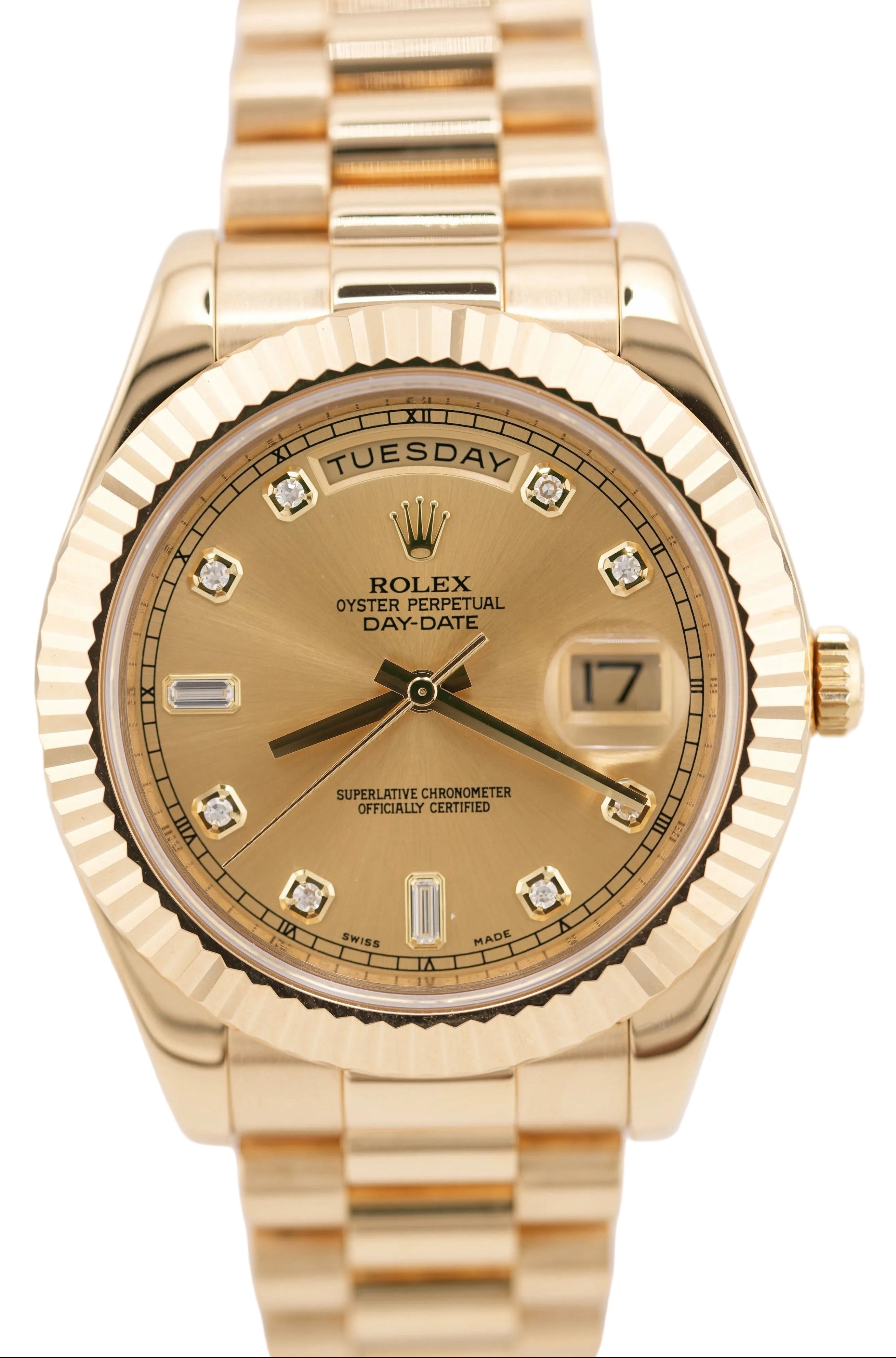 Rolex day-date 41mm 218238 "Champagne Baguette" (2013 Box & Papers)