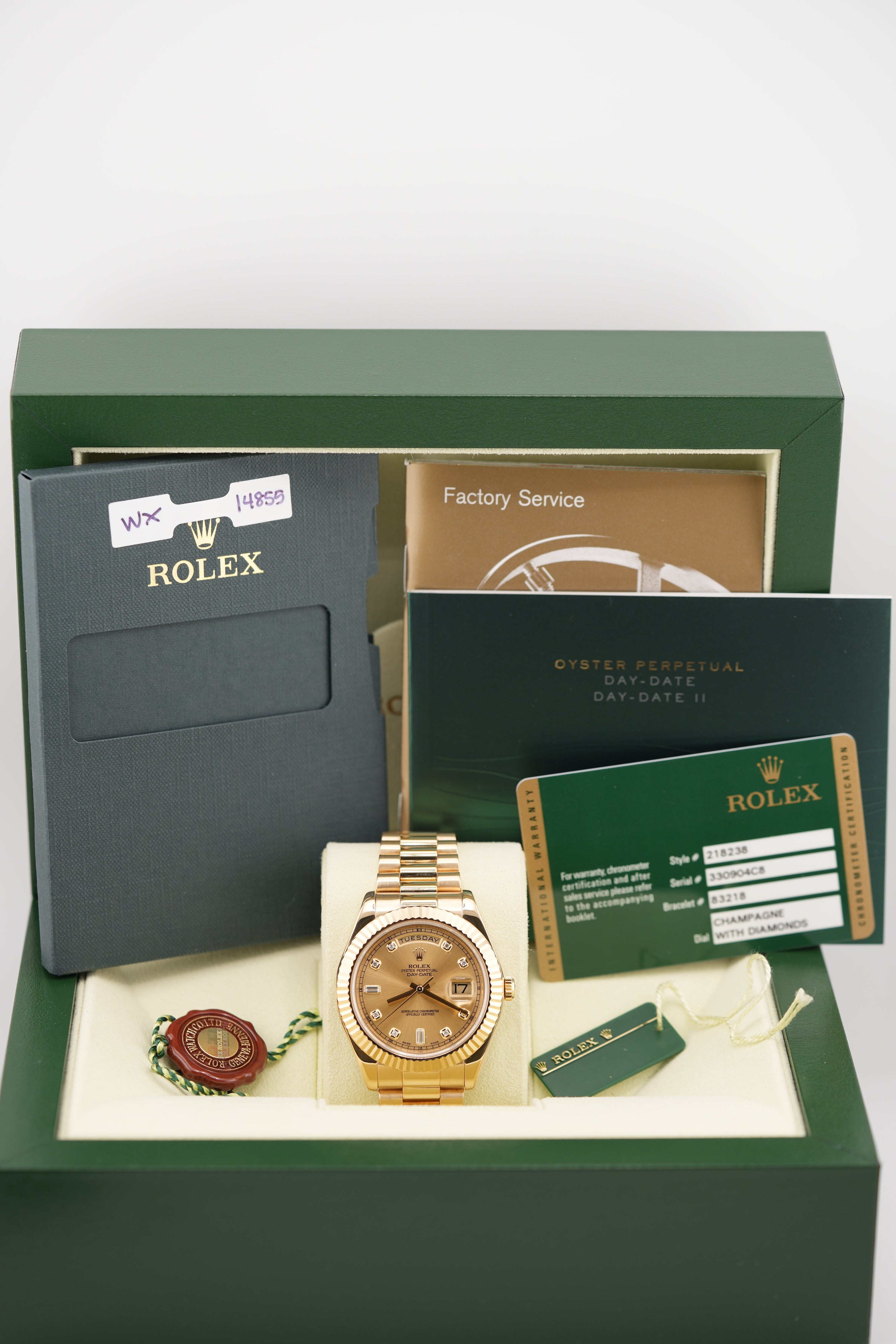 Rolex day-date 41mm 218238 "Champagne Baguette" (2013 Box & Papers)